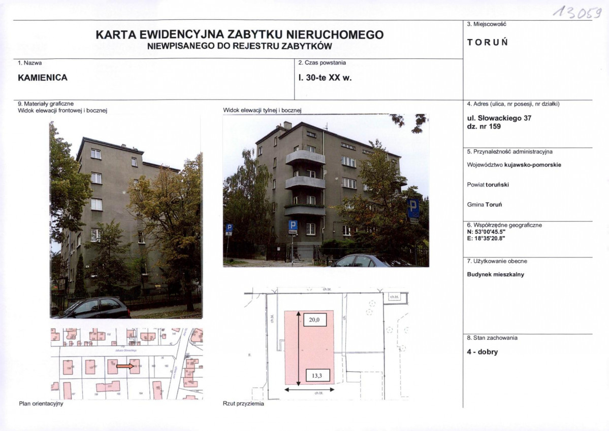 KEZN - Karta obiektu niewpisanego do rejestru, skan nr 1
