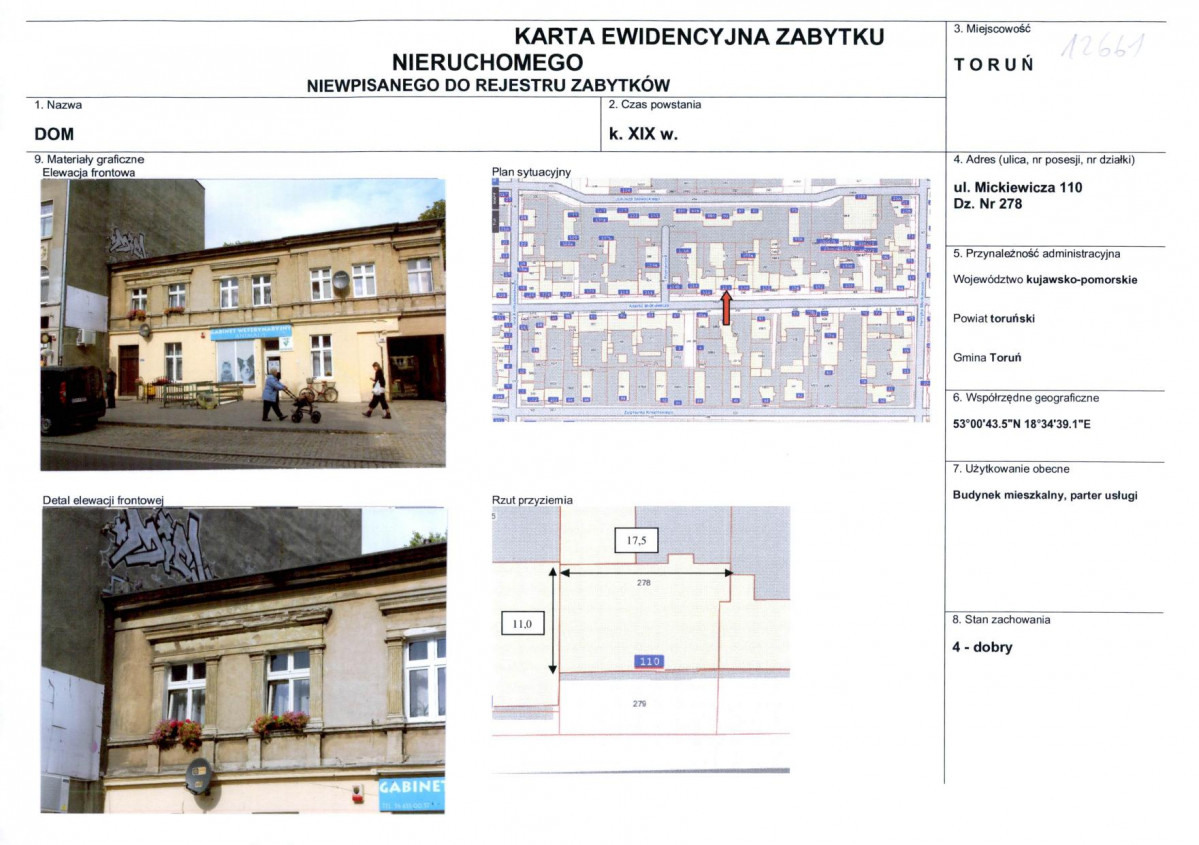 KEZN - Karta obiektu niewpisanego do rejestru, skan nr 1