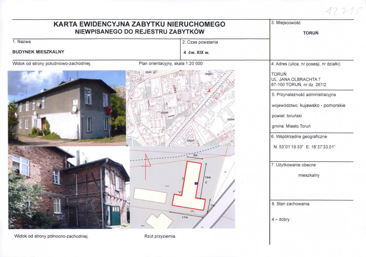 KEZN - Karta obiektu niewpisanego do rejestru, skan nr 1