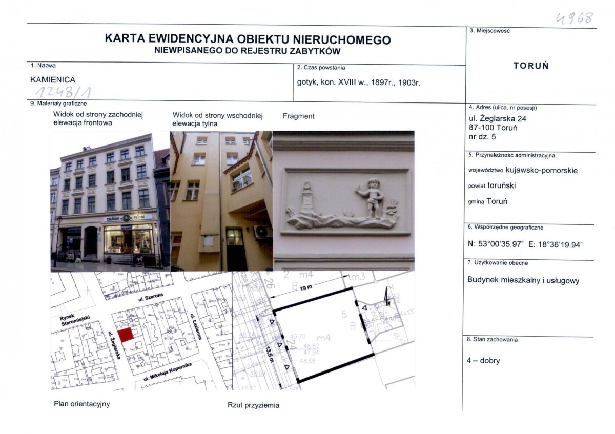 KEZN - Karta obiektu niewpisanego do rejestru, skan nr 1