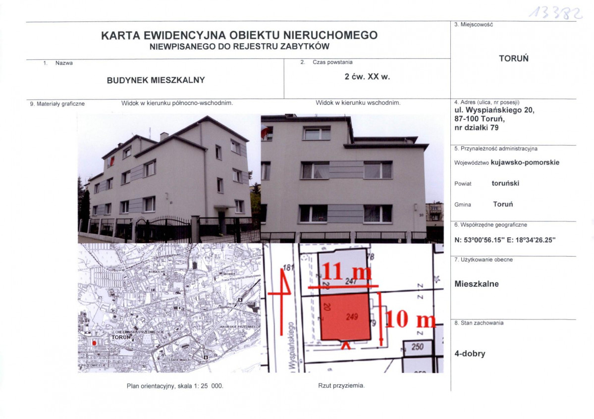 KEZN - Karta obiektu niewpisanego do rejestru, skan nr 1