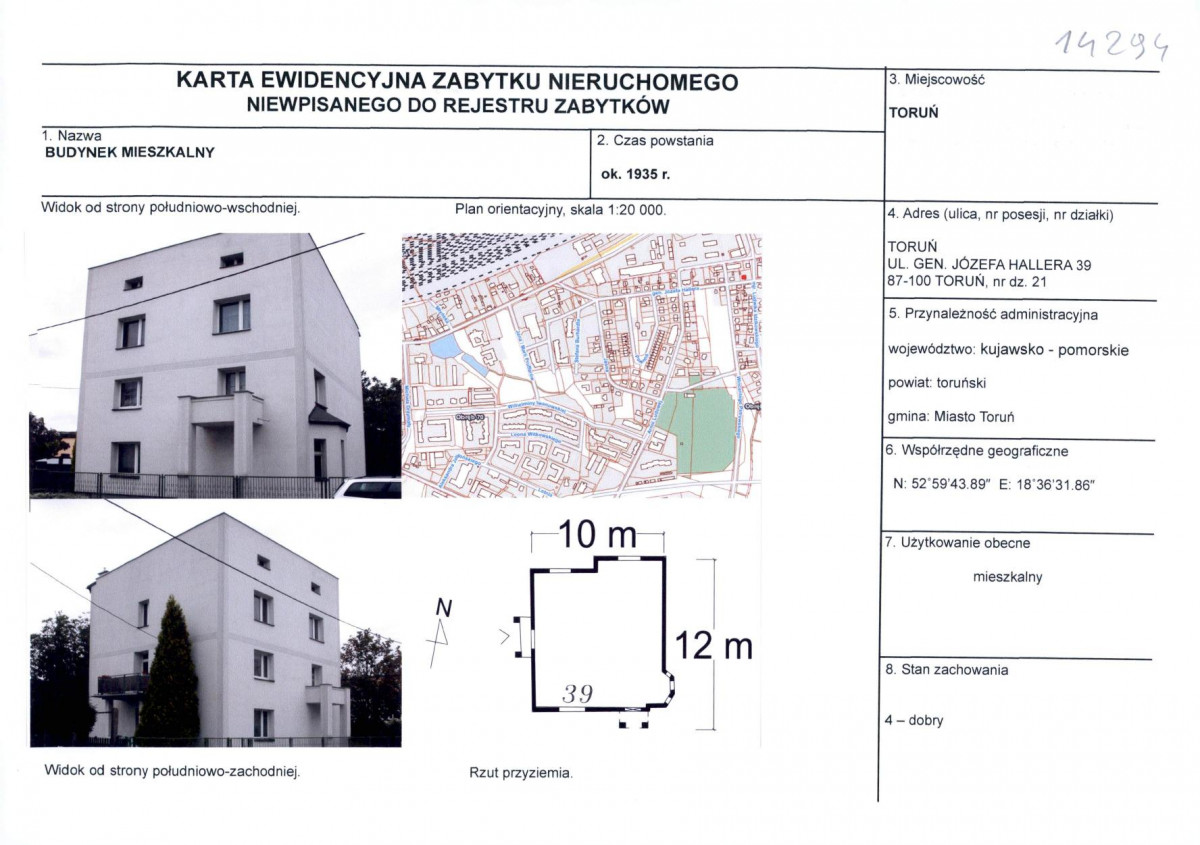 KEZN - Karta obiektu niewpisanego do rejestru, skan nr 1