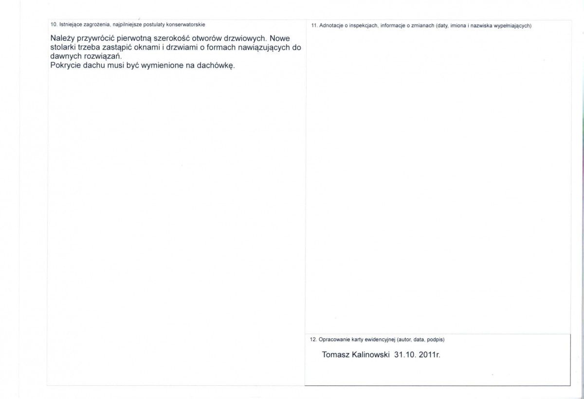 KEZN - Karta obiektu niewpisanego do rejestru, skan nr 2