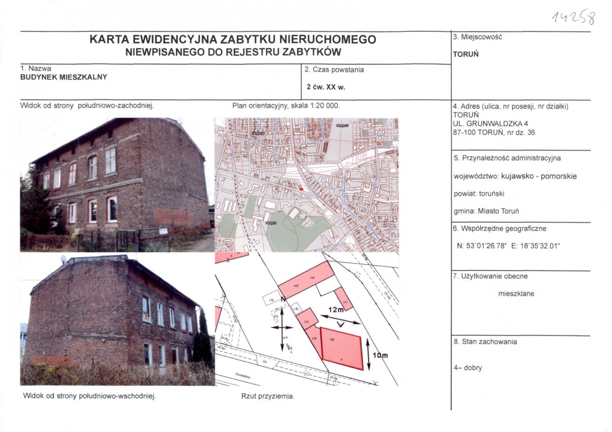 KEZN - Karta obiektu niewpisanego do rejestru, skan nr 1