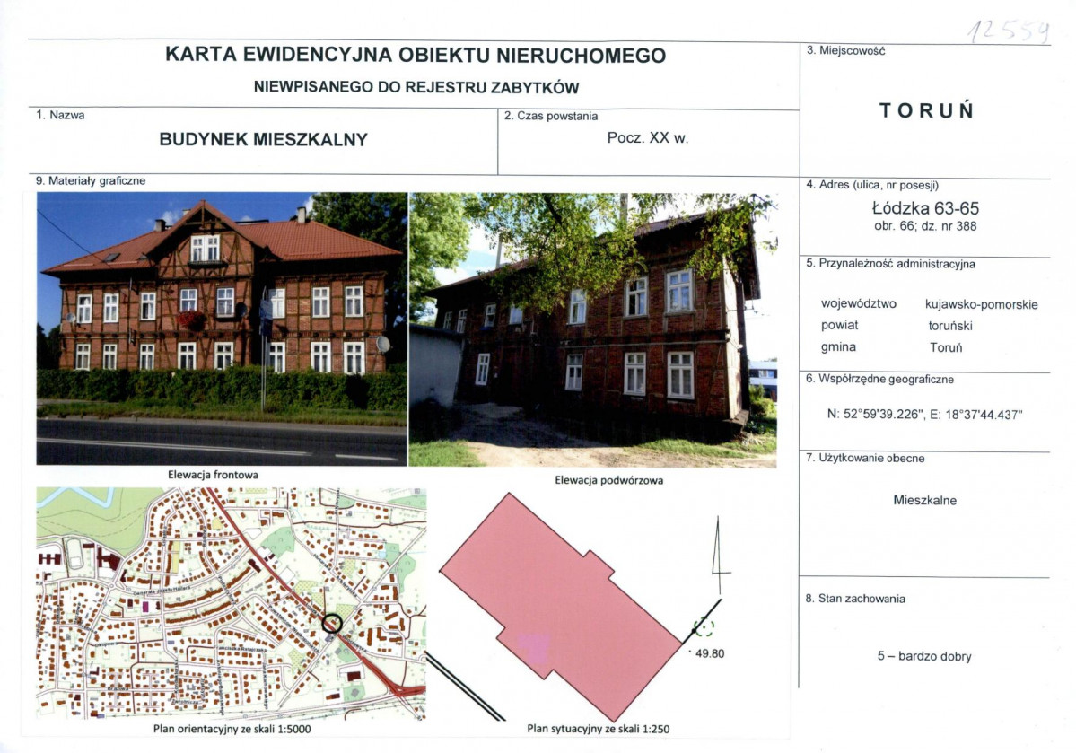 KEZN - Karta obiektu niewpisanego do rejestru, skan nr 1