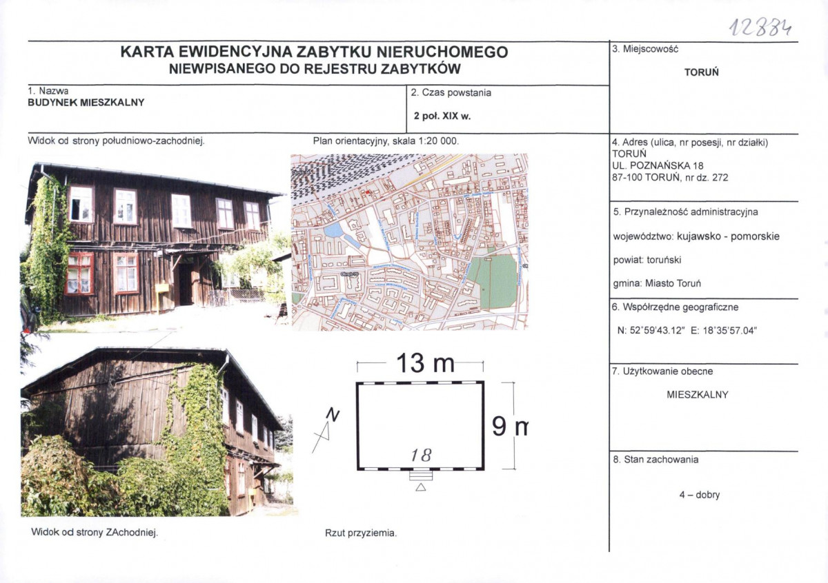 KEZN - Karta obiektu niewpisanego do rejestru, skan nr 1