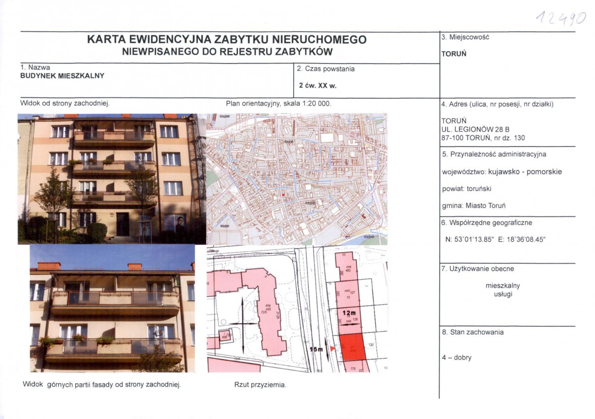 KEZN - Karta obiektu niewpisanego do rejestru, skan nr 1