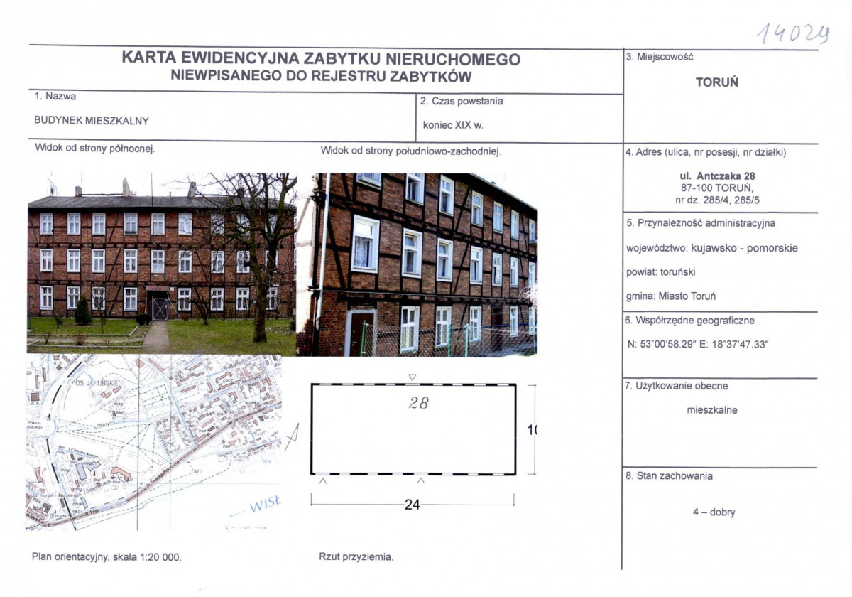 KEZN - Karta obiektu niewpisanego do rejestru, skan nr 1