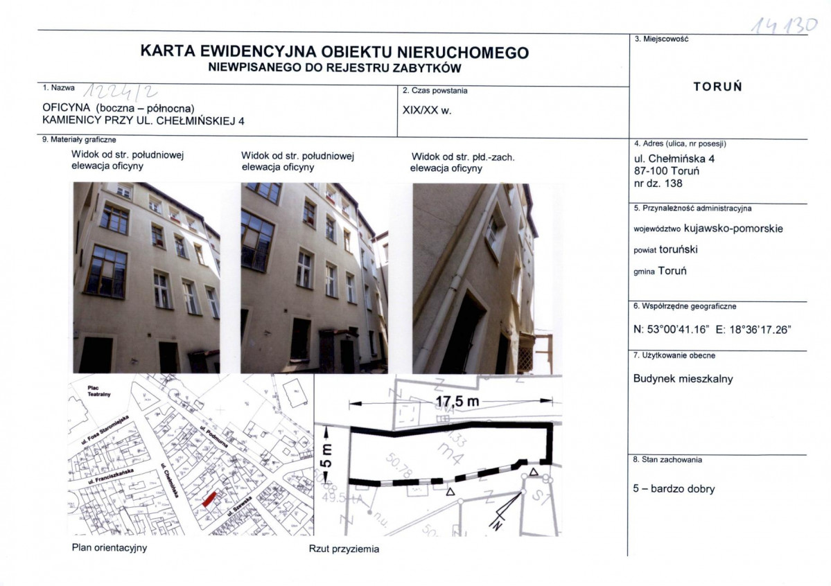 KEZN - Karta obiektu niewpisanego do rejestru, skan nr 1