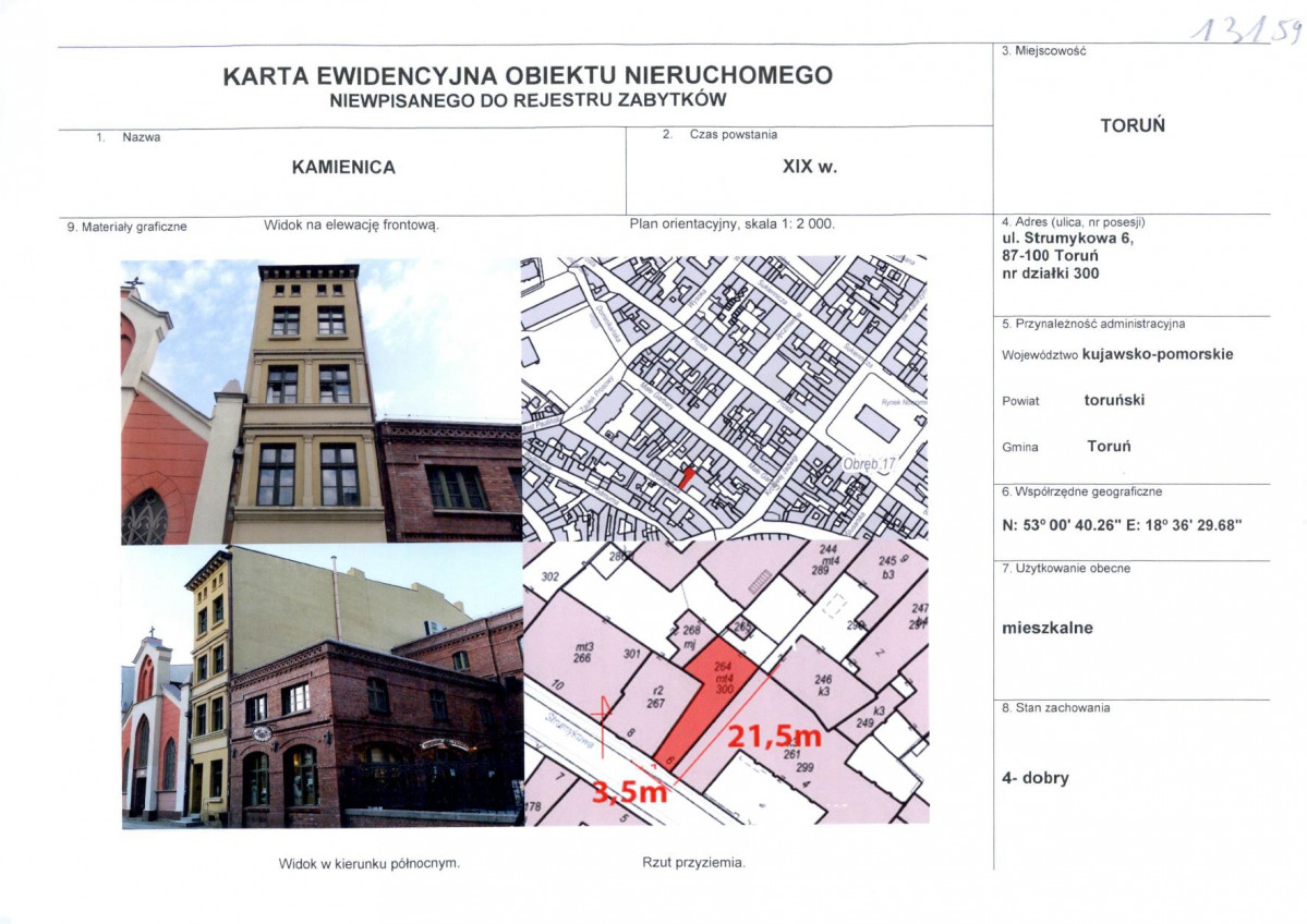 KEZN - Karta obiektu niewpisanego do rejestru, skan nr 1
