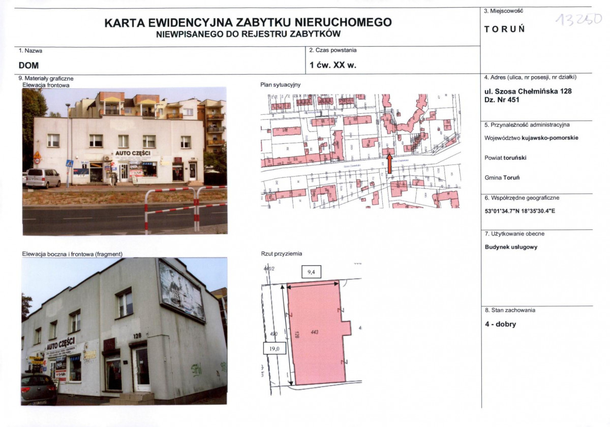 KEZN - Karta obiektu niewpisanego do rejestru, skan nr 1