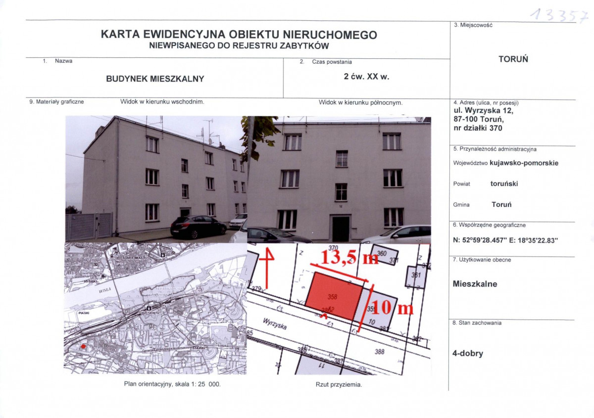 KEZN - Karta obiektu niewpisanego do rejestru, skan nr 1