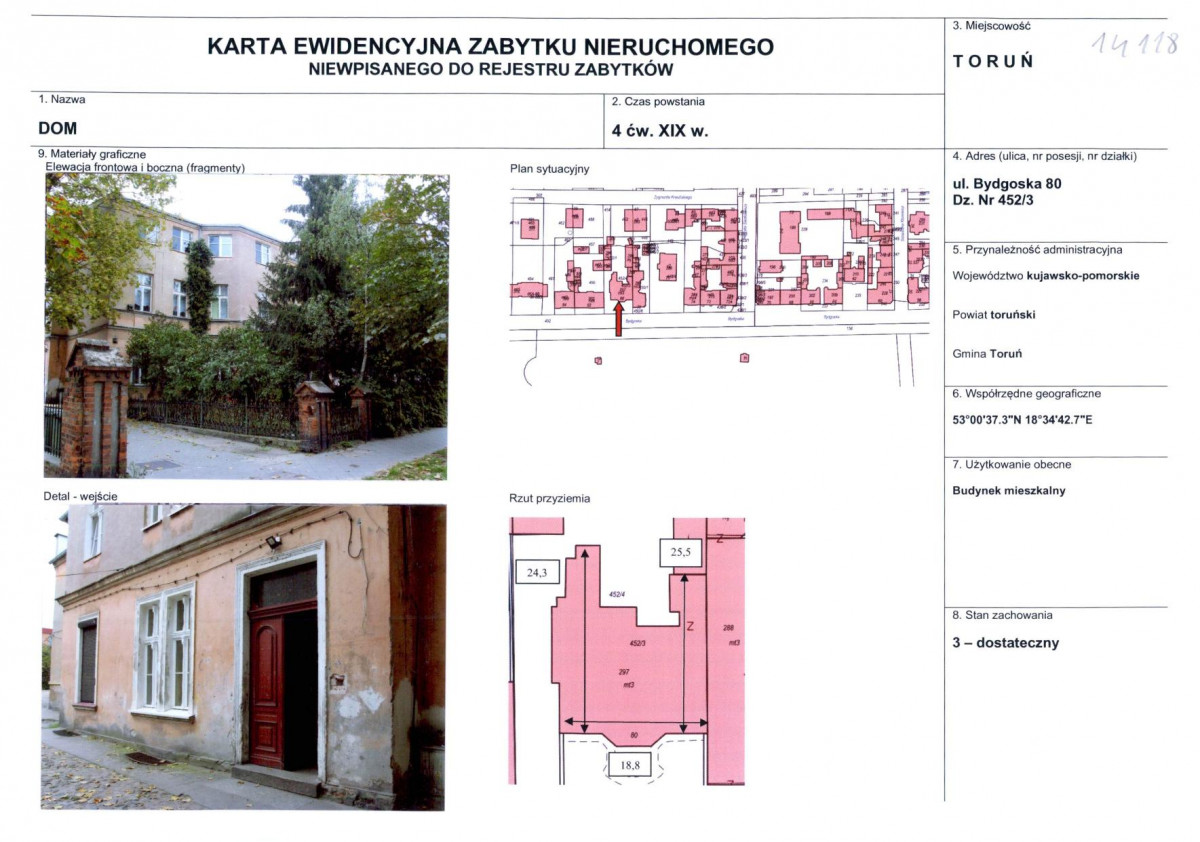 KEZN - Karta obiektu niewpisanego do rejestru, skan nr 1