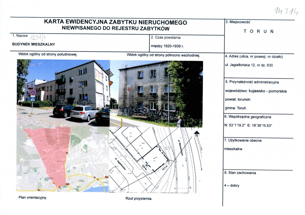 KEZN - Karta obiektu niewpisanego do rejestru, skan nr 1