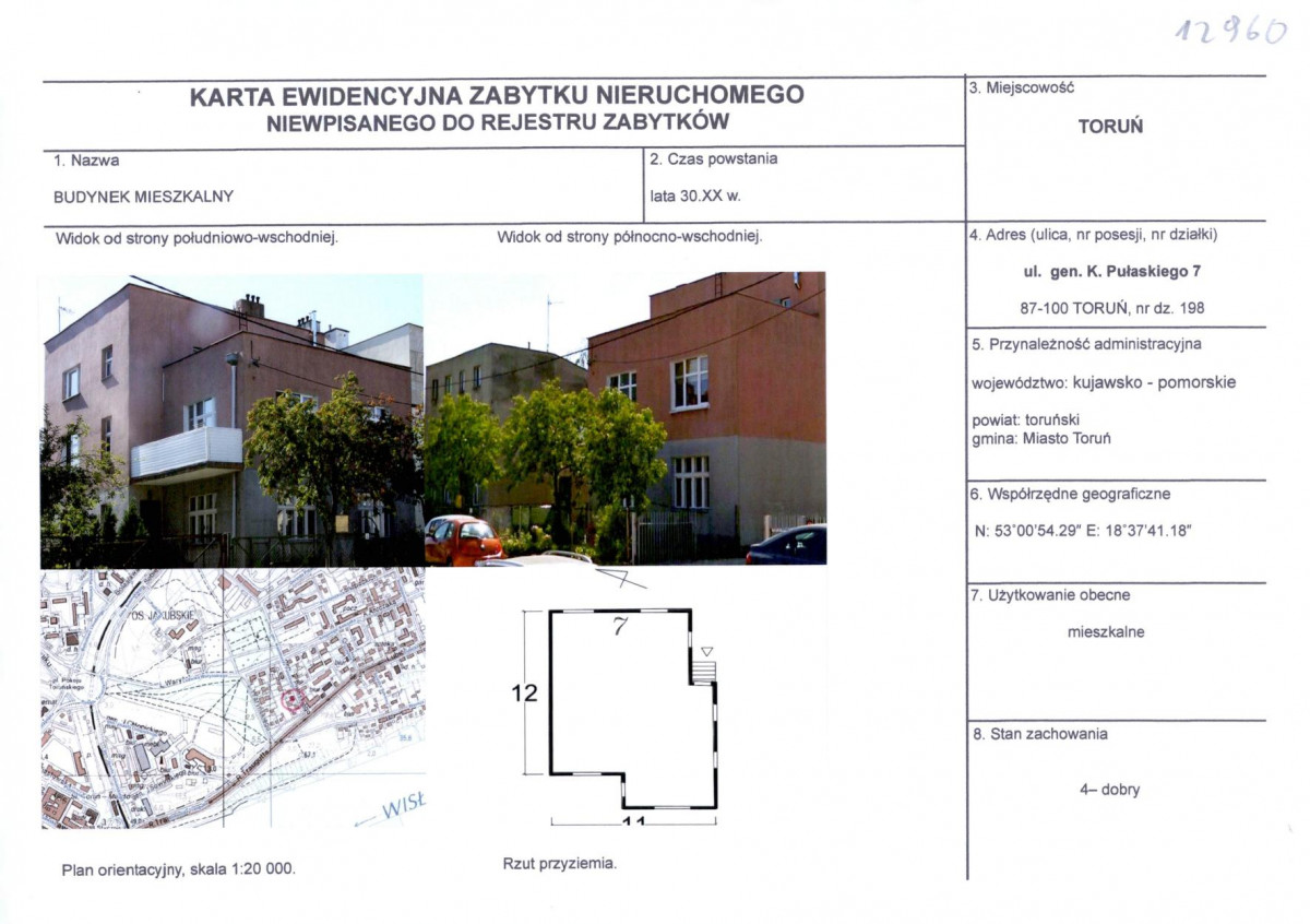 KEZN - Karta obiektu niewpisanego do rejestru, skan nr 1