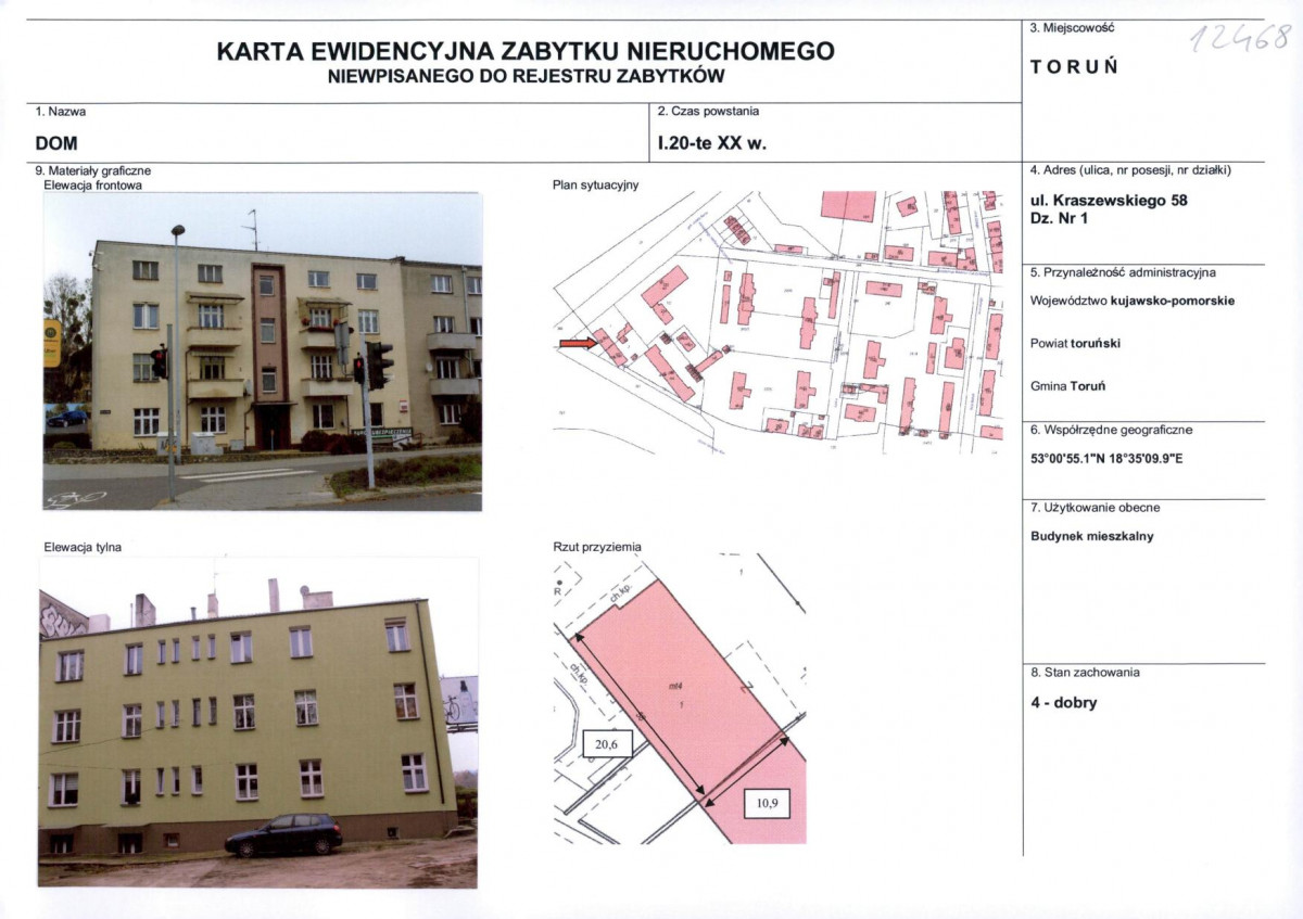 KEZN - Karta obiektu niewpisanego do rejestru, skan nr 1