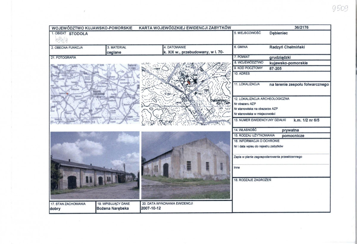 KEZN - Karta obiektu niewpisanego do rejestru, skan nr 1