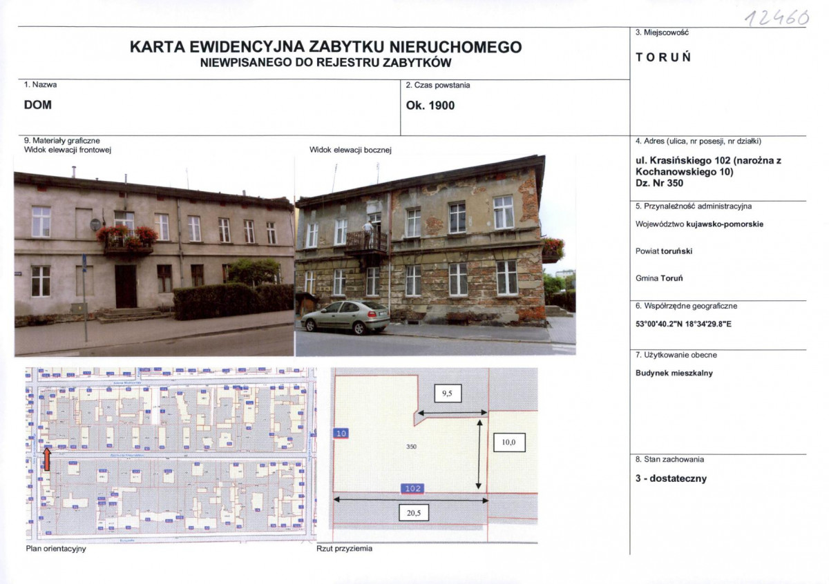 KEZN - Karta obiektu niewpisanego do rejestru, skan nr 1