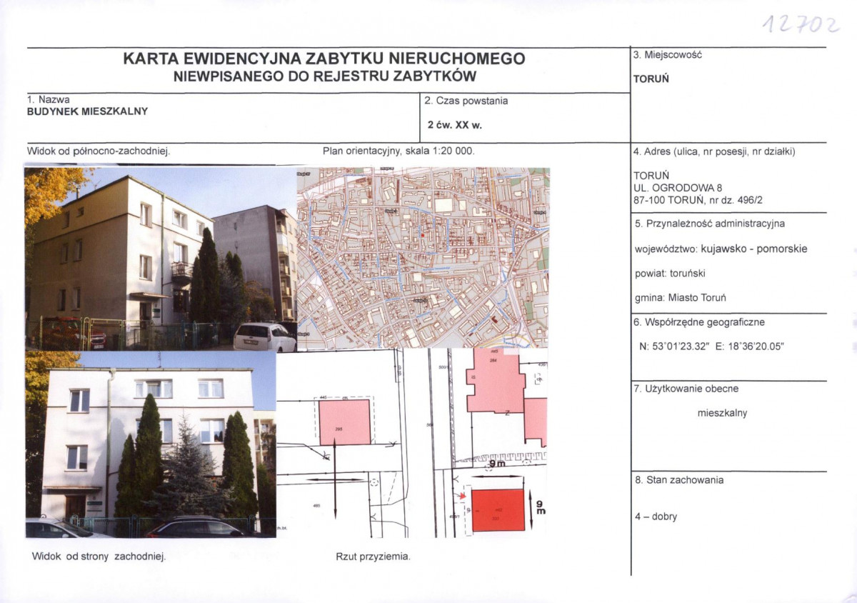 KEZN - Karta obiektu niewpisanego do rejestru, skan nr 1