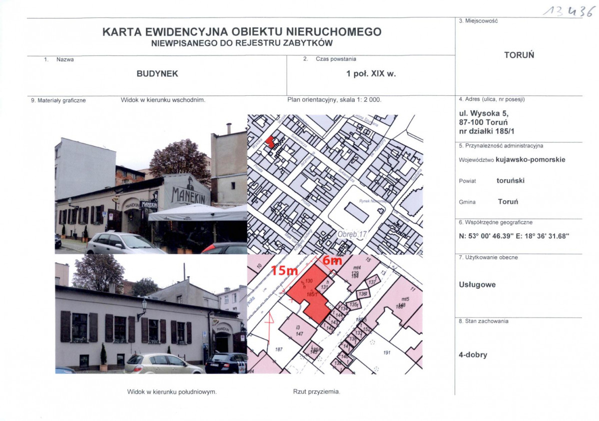 KEZN - Karta obiektu niewpisanego do rejestru, skan nr 1