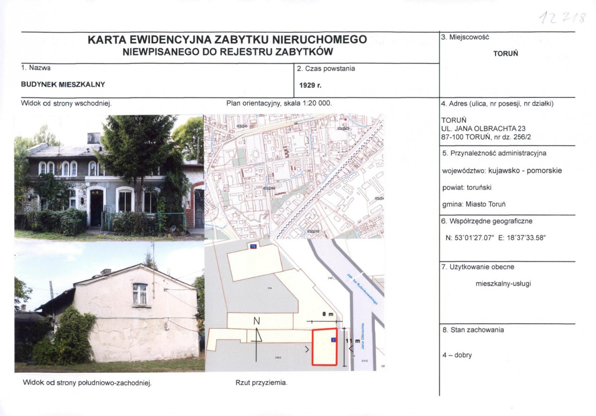KEZN - Karta obiektu niewpisanego do rejestru, skan nr 1