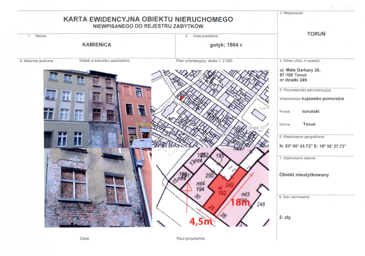 KEZN - Karta obiektu niewpisanego do rejestru, skan nr 1