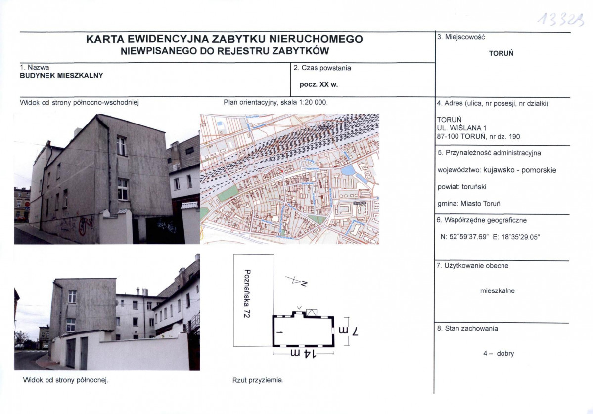 KEZN - Karta obiektu niewpisanego do rejestru, skan nr 1