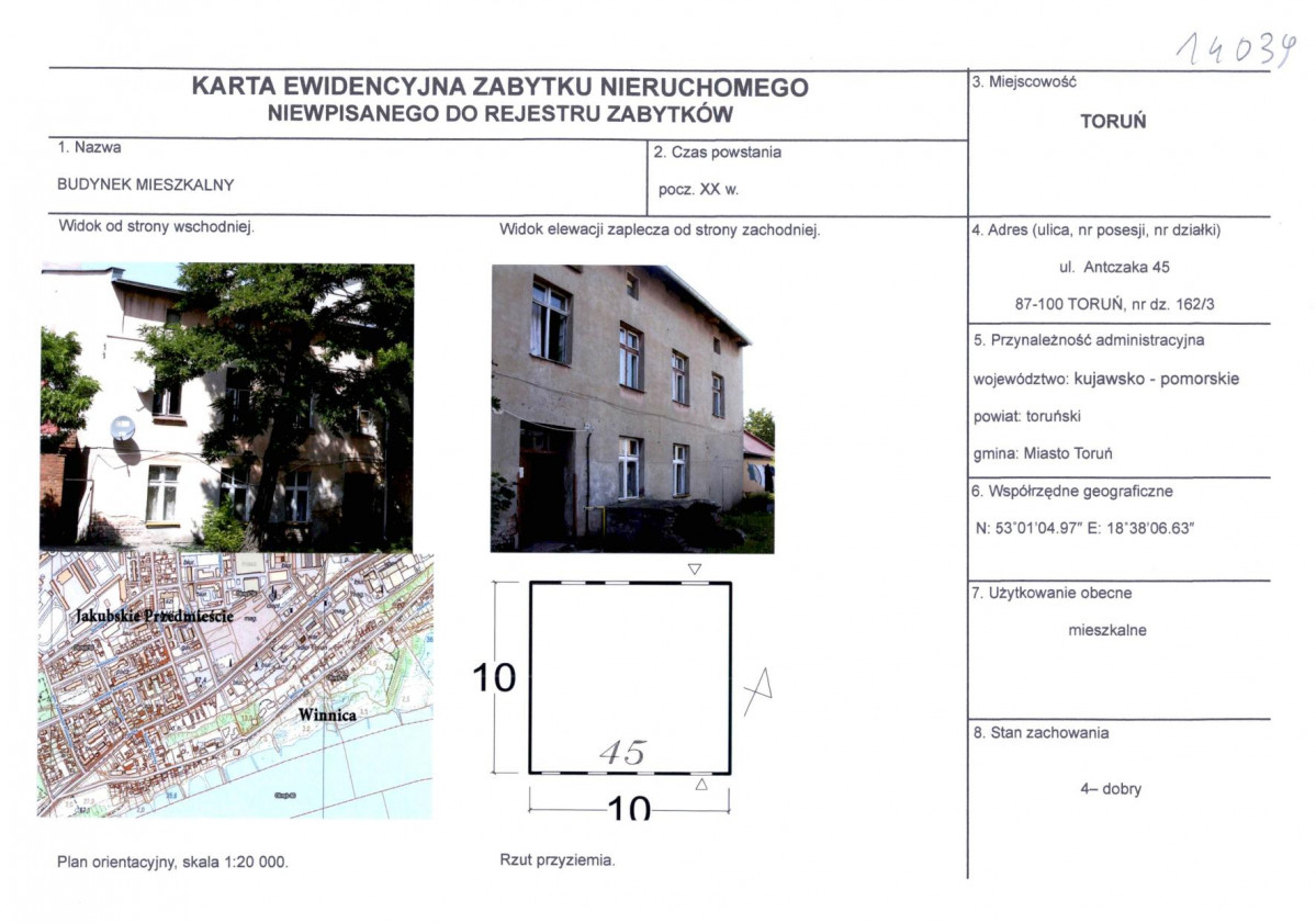 KEZN - Karta obiektu niewpisanego do rejestru, skan nr 1