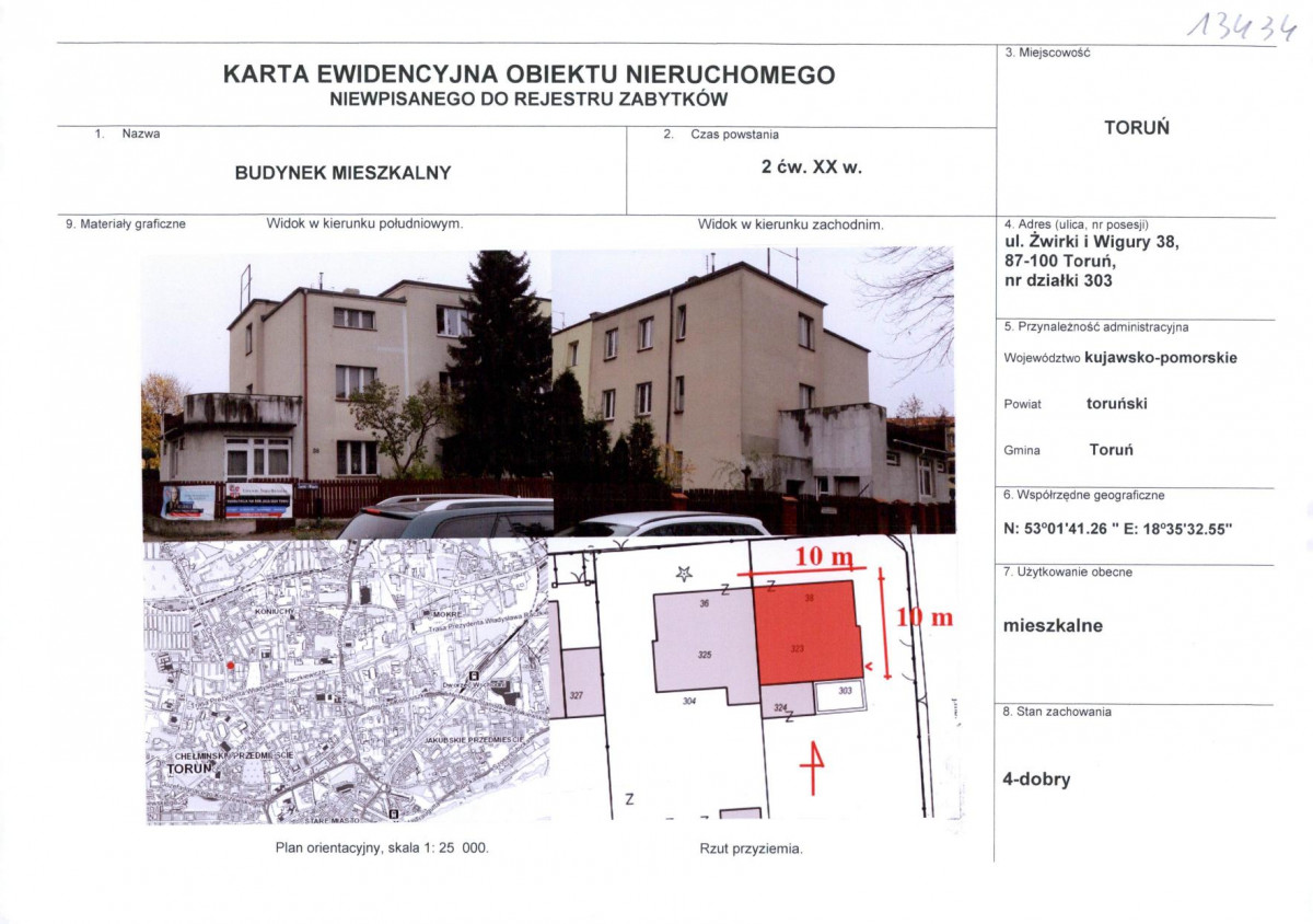 KEZN - Karta obiektu niewpisanego do rejestru, skan nr 1