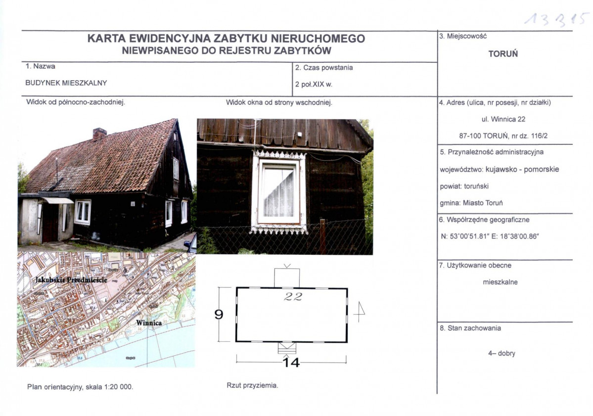 KEZN - Karta obiektu niewpisanego do rejestru, skan nr 1