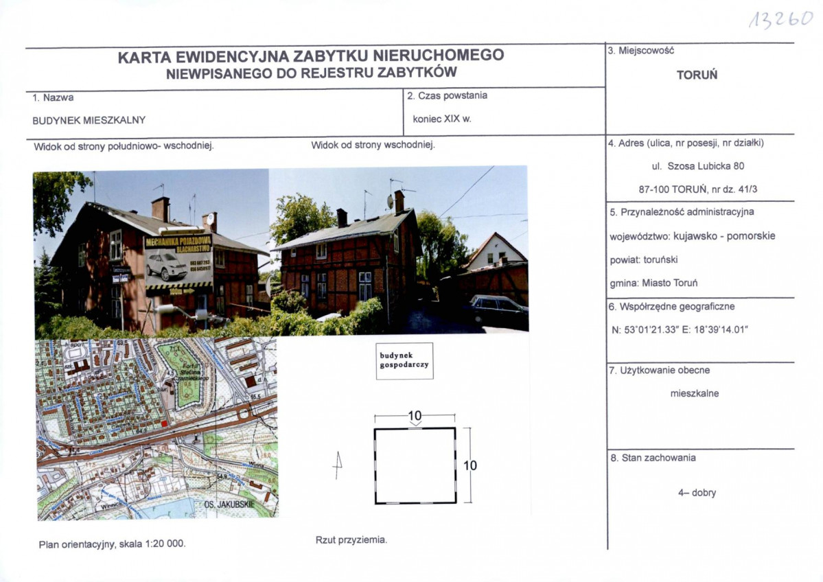 KEZN - Karta obiektu niewpisanego do rejestru, skan nr 1