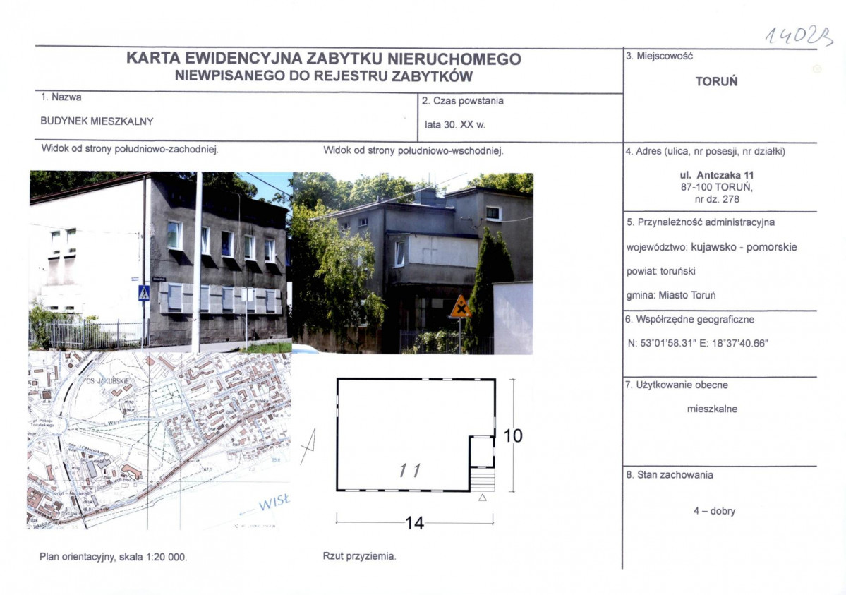 KEZN - Karta obiektu niewpisanego do rejestru, skan nr 1