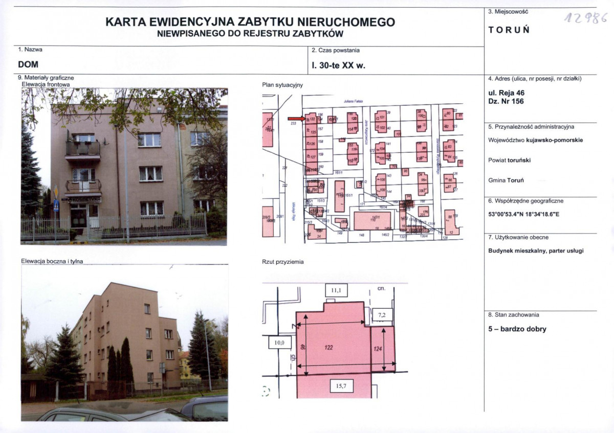 KEZN - Karta obiektu niewpisanego do rejestru, skan nr 1