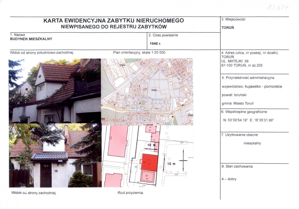 KEZN - Karta obiektu niewpisanego do rejestru, skan nr 1