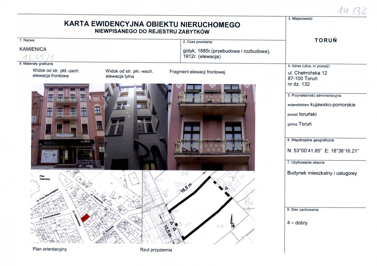 KEZN - Karta obiektu niewpisanego do rejestru, skan nr 1