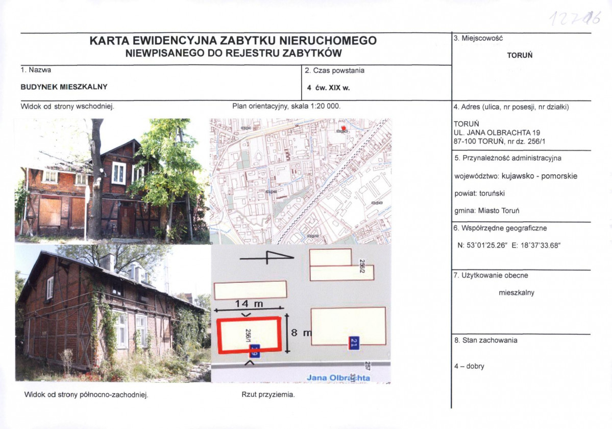 KEZN - Karta obiektu niewpisanego do rejestru, skan nr 1