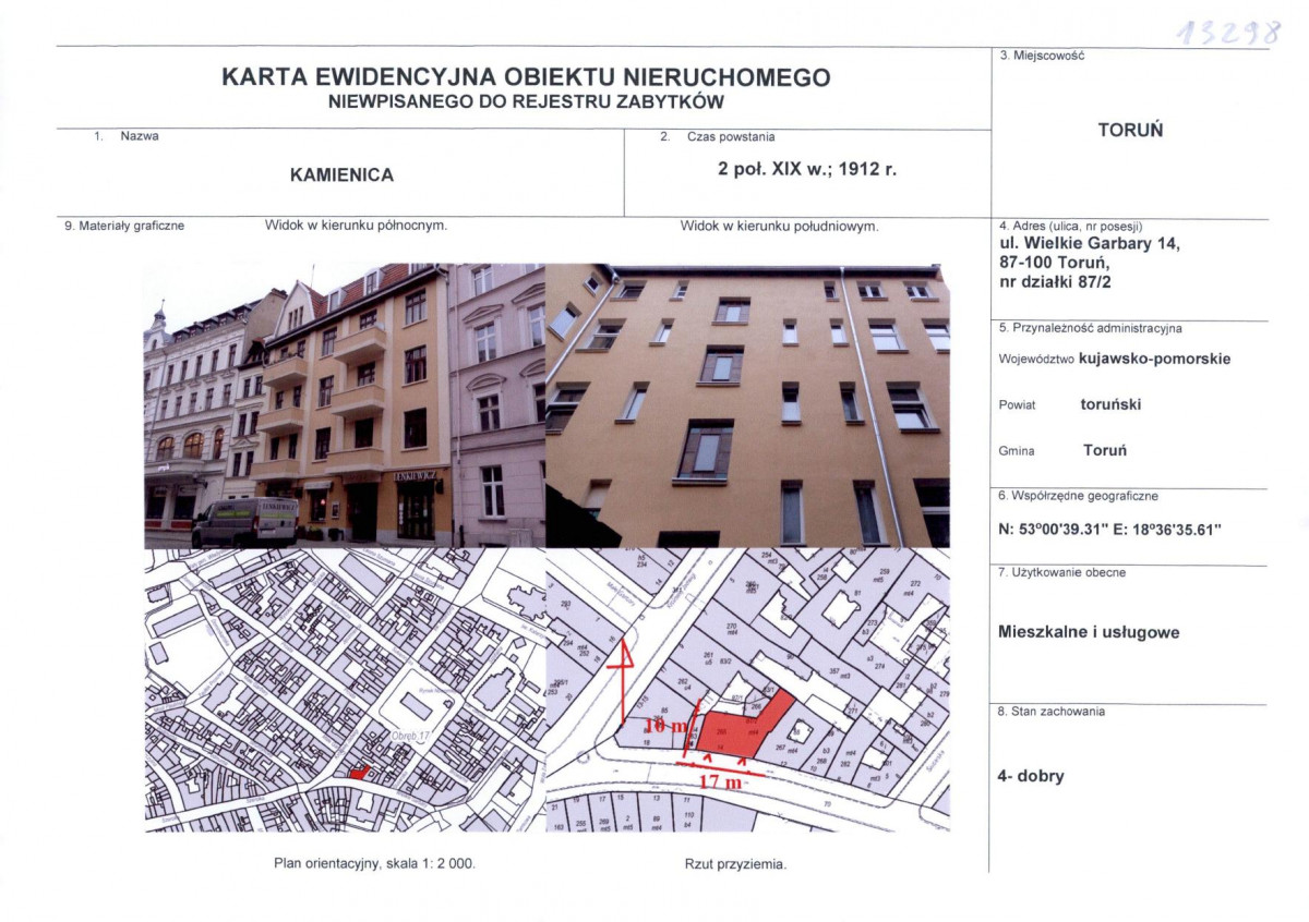 KEZN - Karta obiektu niewpisanego do rejestru, skan nr 1