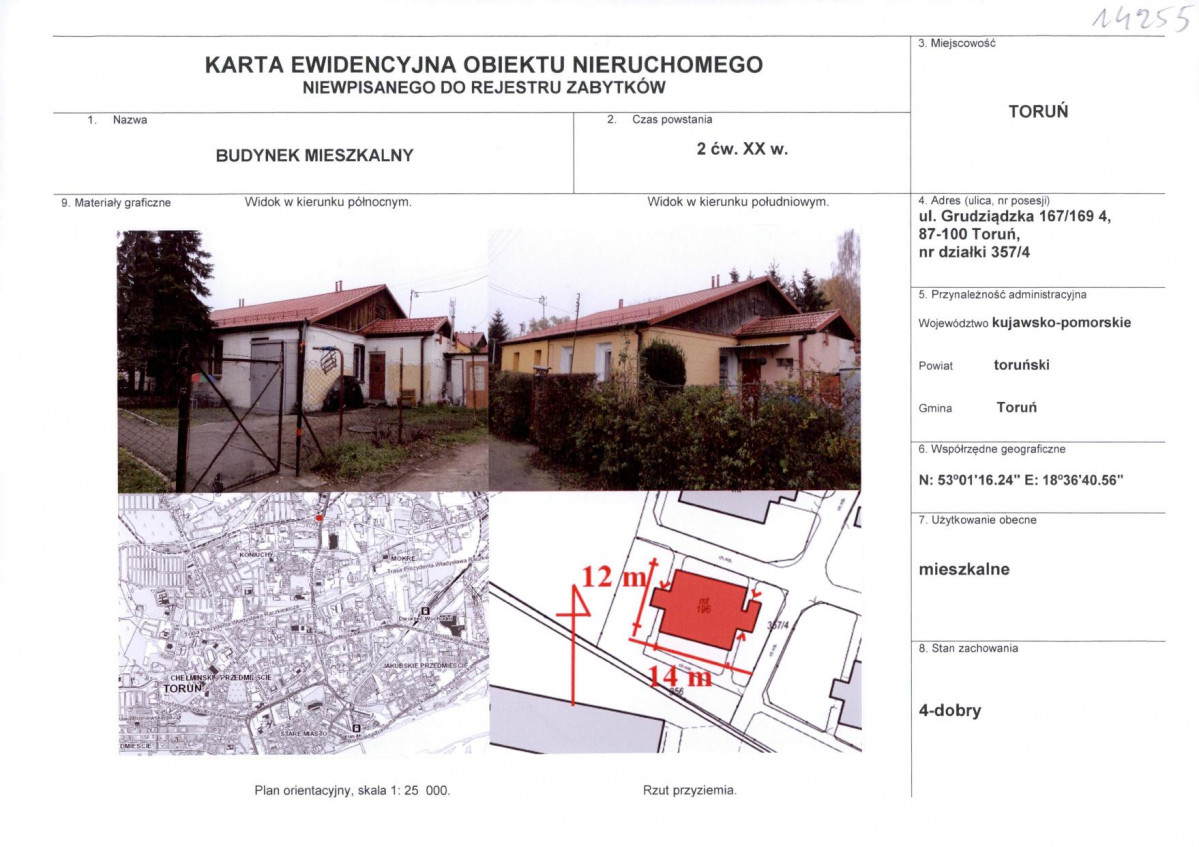 KEZN - Karta obiektu niewpisanego do rejestru, skan nr 1
