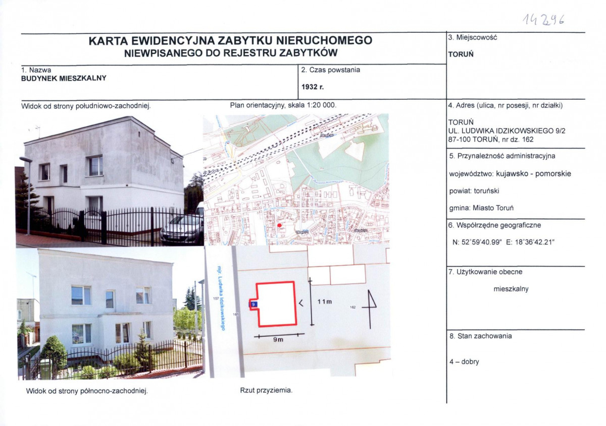KEZN - Karta obiektu niewpisanego do rejestru, skan nr 1