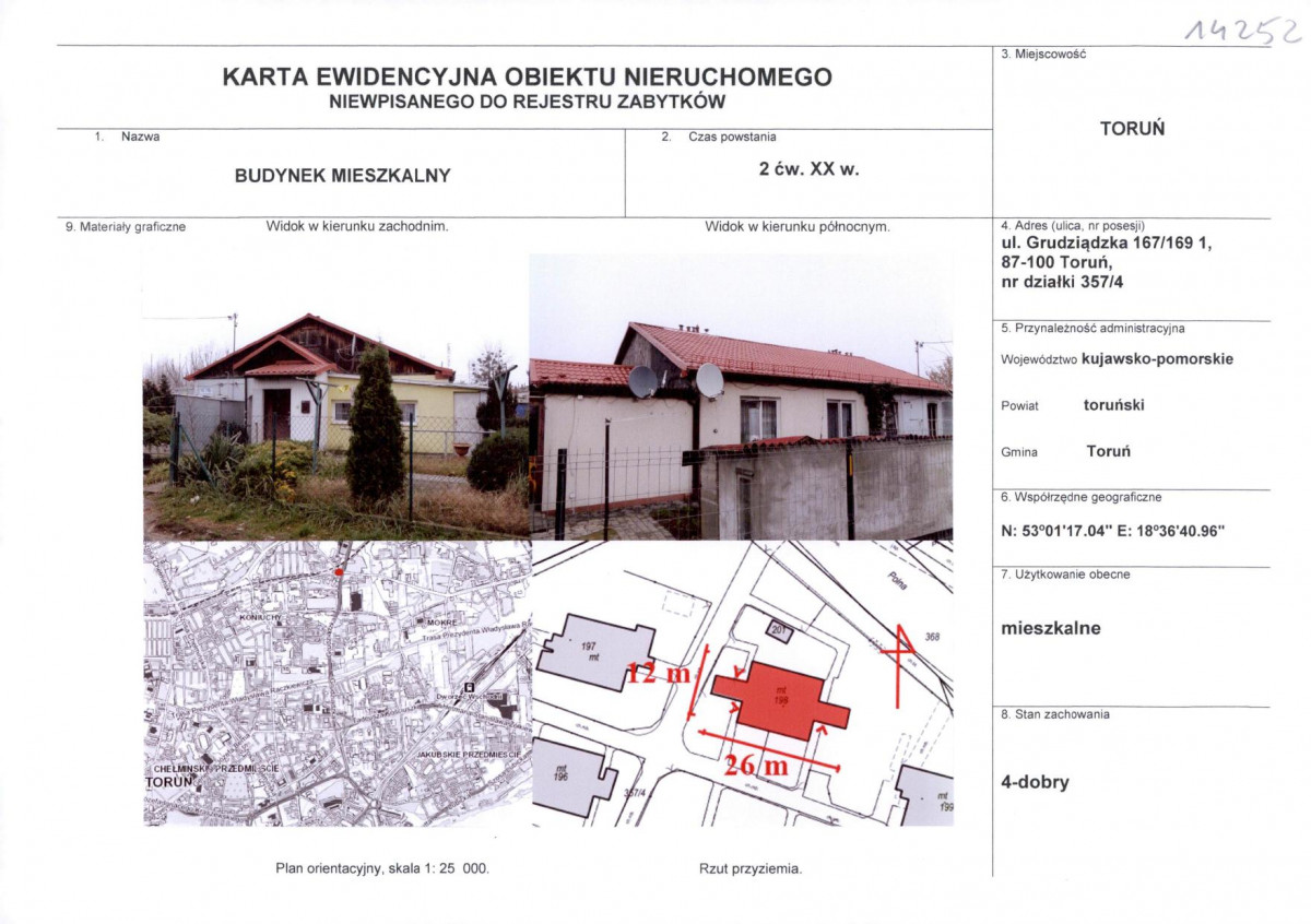 KEZN - Karta obiektu niewpisanego do rejestru, skan nr 1