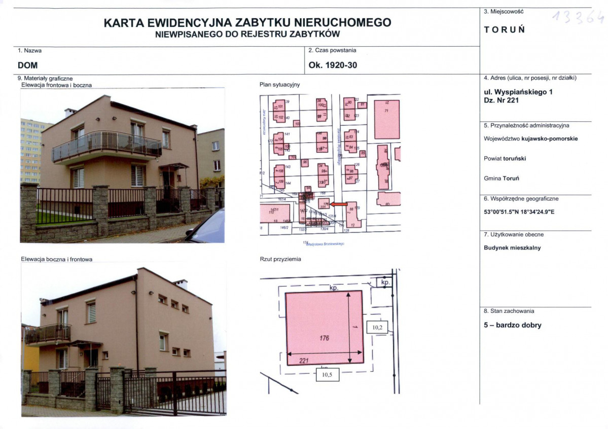KEZN - Karta obiektu niewpisanego do rejestru, skan nr 1
