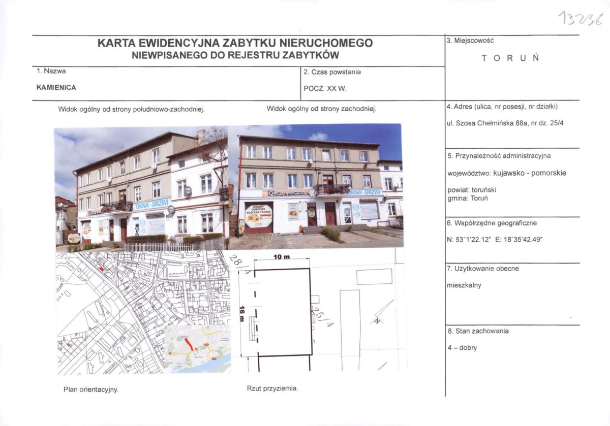 KEZN - Karta obiektu niewpisanego do rejestru, skan nr 1