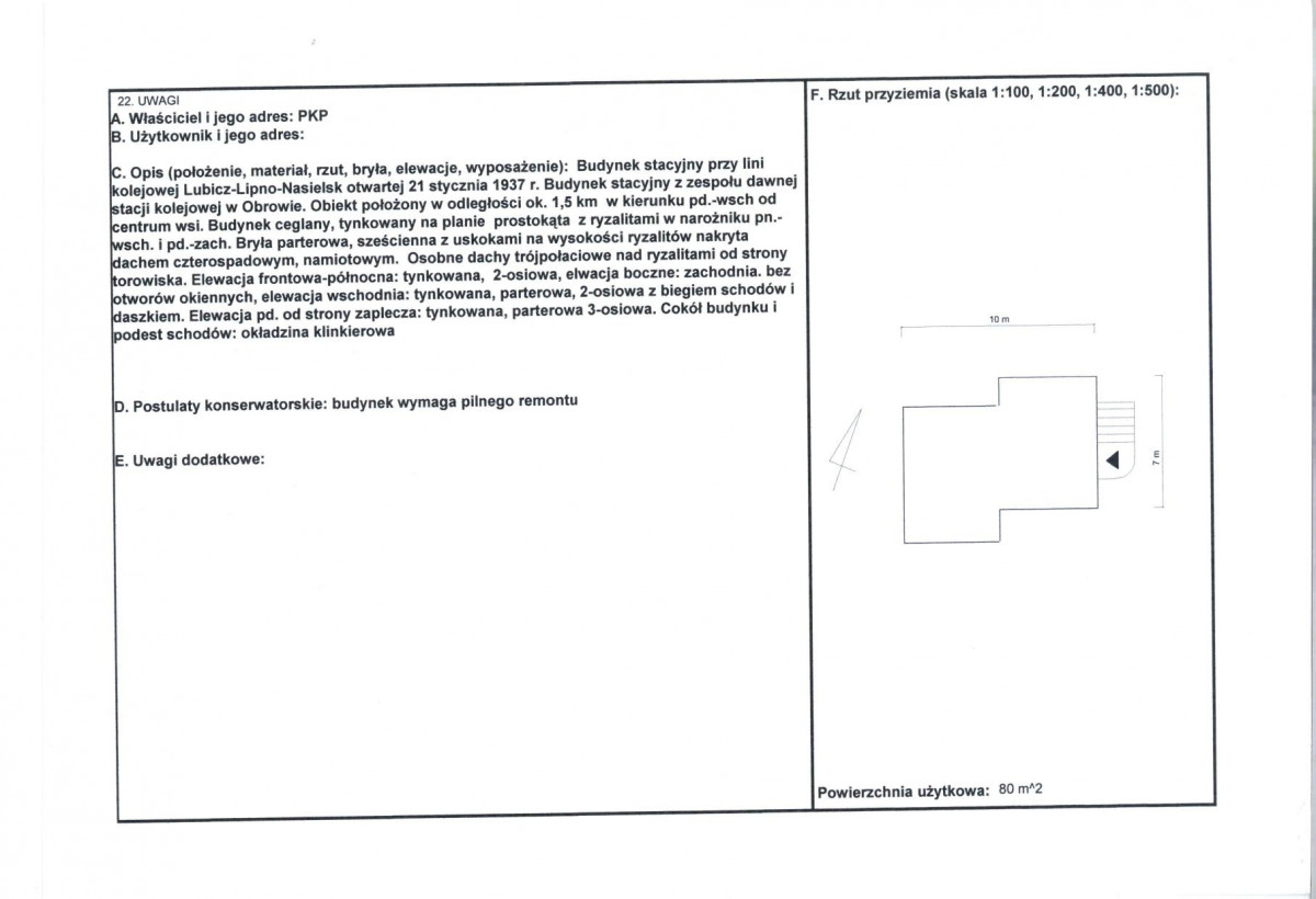 KEZN - Karta obiektu niewpisanego do rejestru, skan nr 2