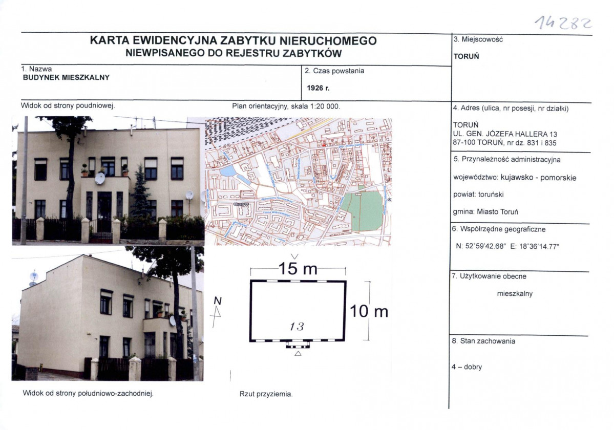 KEZN - Karta obiektu niewpisanego do rejestru, skan nr 1
