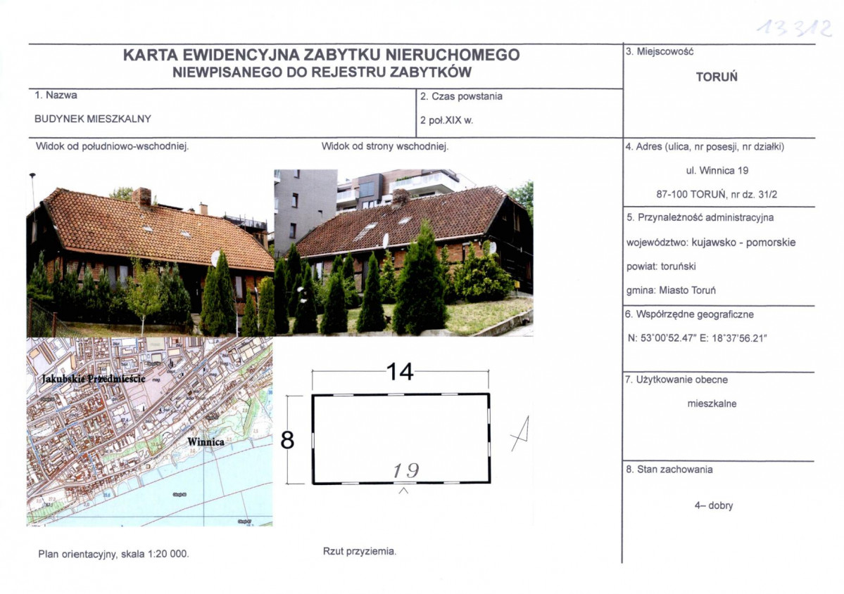 KEZN - Karta obiektu niewpisanego do rejestru, skan nr 1