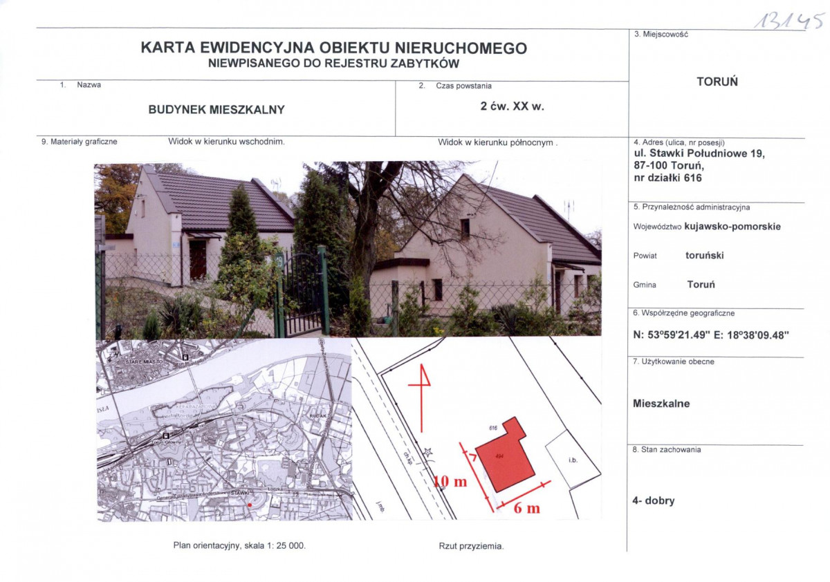 KEZN - Karta obiektu niewpisanego do rejestru, skan nr 1