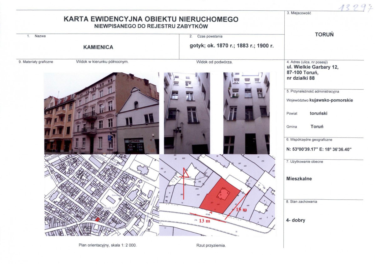 KEZN - Karta obiektu niewpisanego do rejestru, skan nr 1