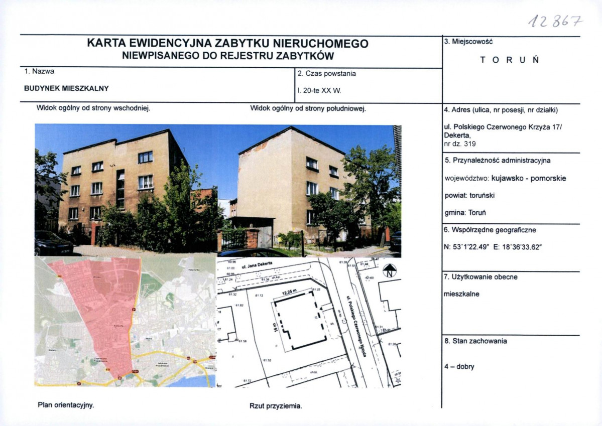 KEZN - Karta obiektu niewpisanego do rejestru, skan nr 1