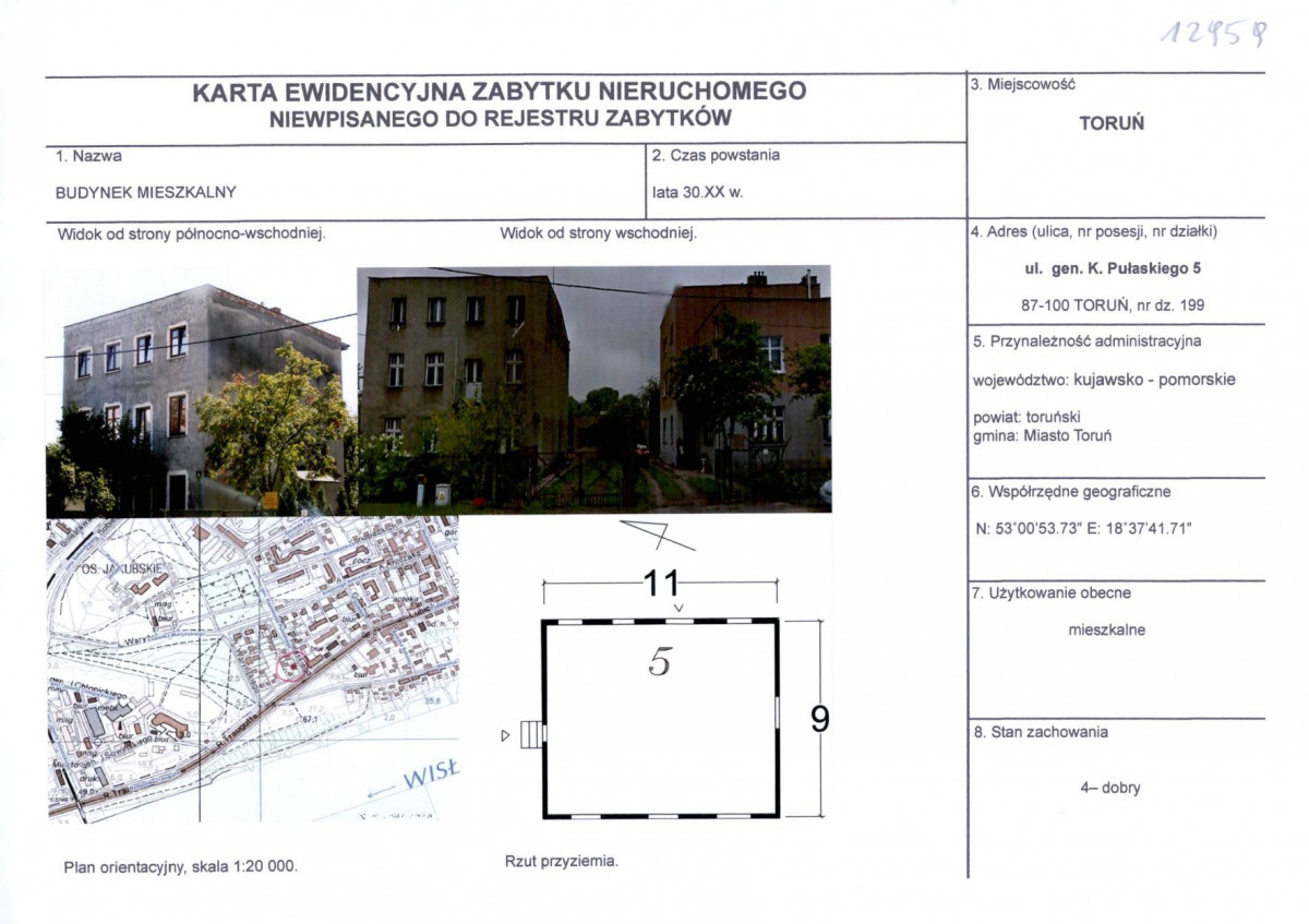 KEZN - Karta obiektu niewpisanego do rejestru, skan nr 1