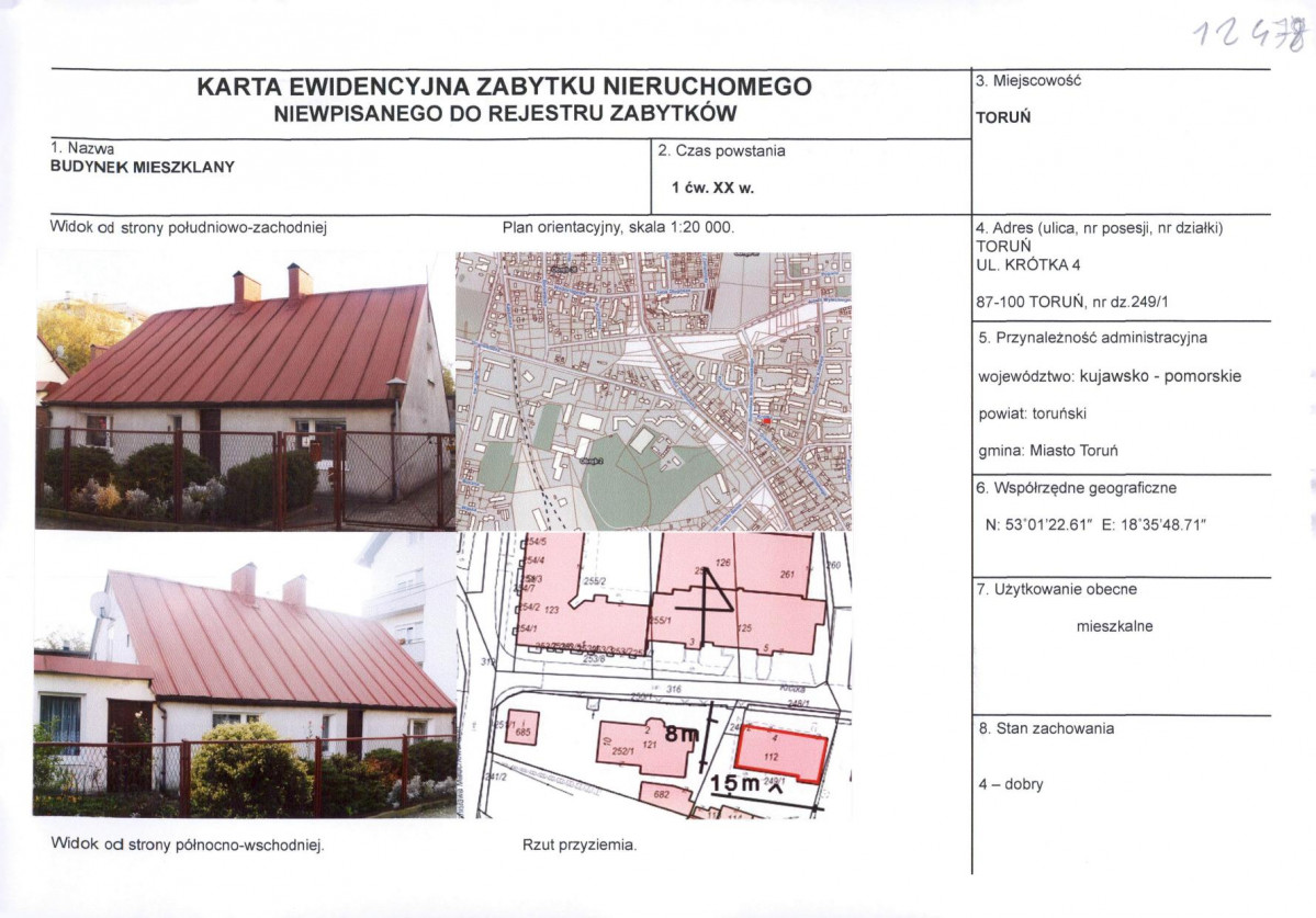 KEZN - Karta obiektu niewpisanego do rejestru, skan nr 1